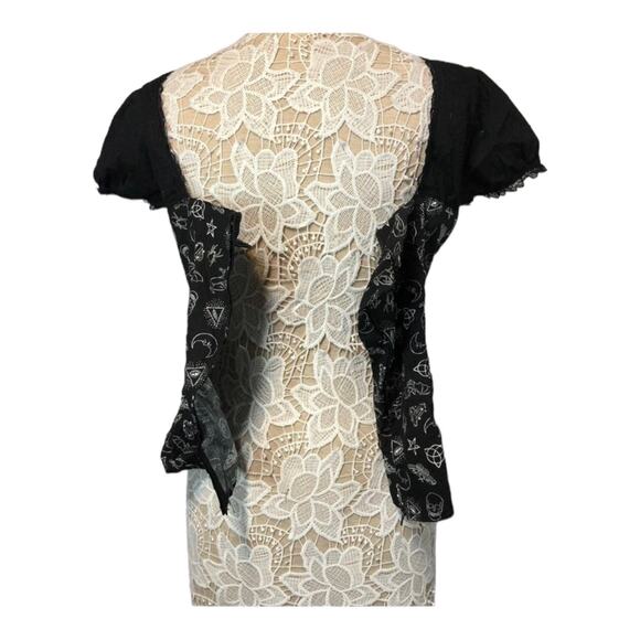 Hot Topic Gothic Corset Lace front, Zipper skull spiders bat Pattern Top size XL - Picture 9 of 12